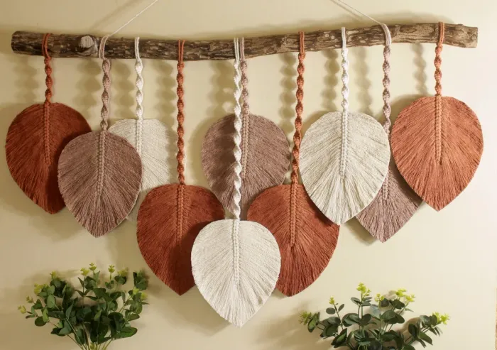 Decoração de Macramê Folhas Boho Grande