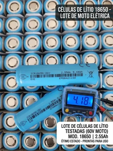 Lote de Células de Lítio retiradas de Bateria de Moto Elétrica 60V