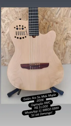 Violão Godin Acs Sa Midi Maple ano 2006 Captação RMC 