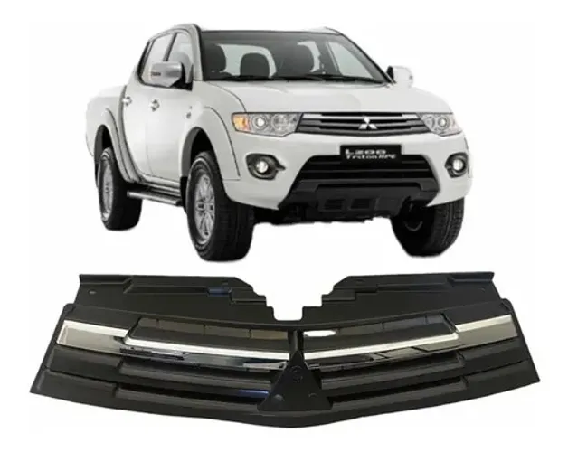 Grade Radiador Cinza Friso Cromado Pajero Dakar 2015 16 2017