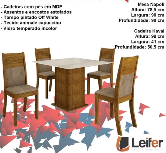 Sala mesa jantar com 4 cadeiras tampo de vidro