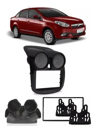 Moldura De Painel Dvd 2 Din Fiat Grand Siena 2013 à 2020 Com Duto de Ar - Black Piano