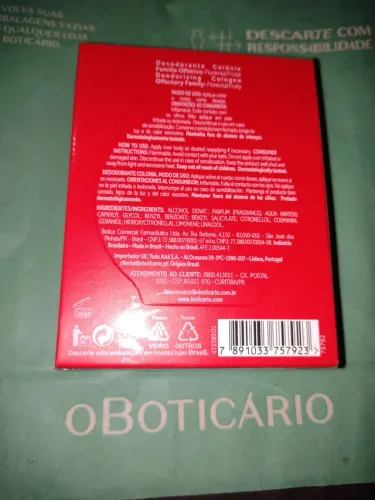 Colônia lacrado Boticário Florata Red