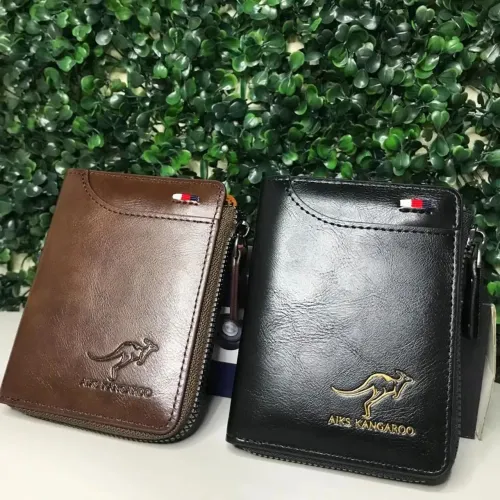 Carteira Masculina Couro AIKS Canguru com Zíper - Nova