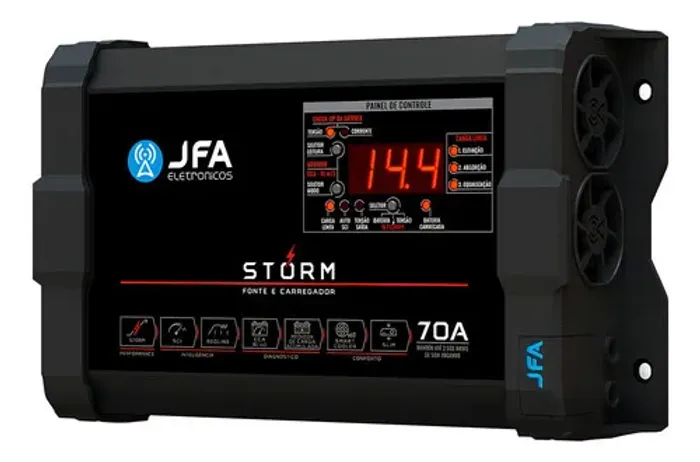 Fonte Carregador Jfa 70a Bivolt Com Medidor Cca
