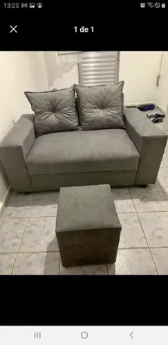Sofa 2 lugares + 01 Puffs de fábrica