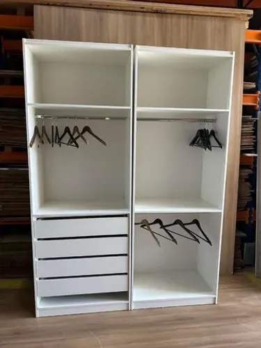 CABIDEIRO DUPLO + CABIDEIRO COM 4 GAVETAS E MALEIRO MDF CLOSET 