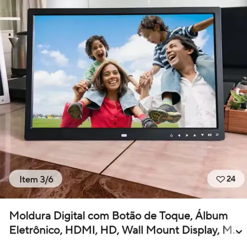 Moldura Digital com Botão de Toque, Álbum Eletrônico, HDMI, HD, Wall Mount Display "17"