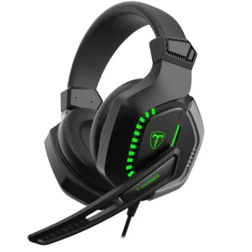 Headset Gamer T-Dagger Eiger Led Green P2 C/ Adaptador P3 - WZetta