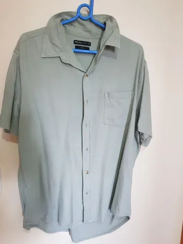 Camisa Masculina Manga Curta Verde, Hering, Linho, M