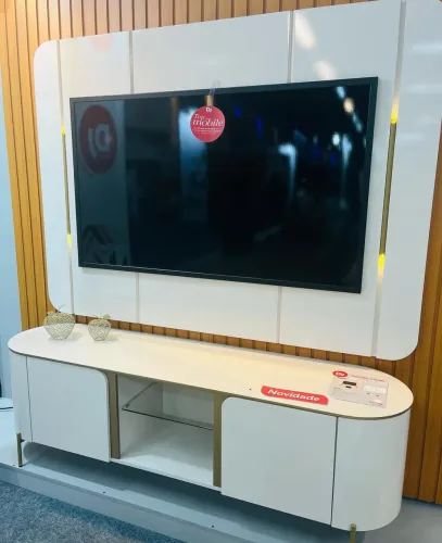Rack com Painel Adele para Tv Até 65 Polegadas 2 Portas com Led