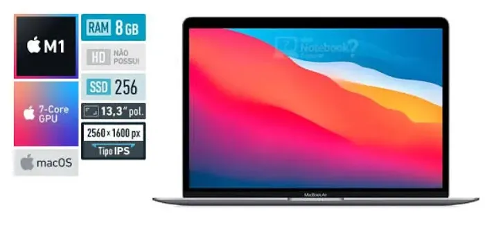 MacBook Air M1 256 256Gb NOVO Apple loja física