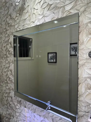 Espelho Decorativo Quadrado com Moldura em Espelho/Vidro