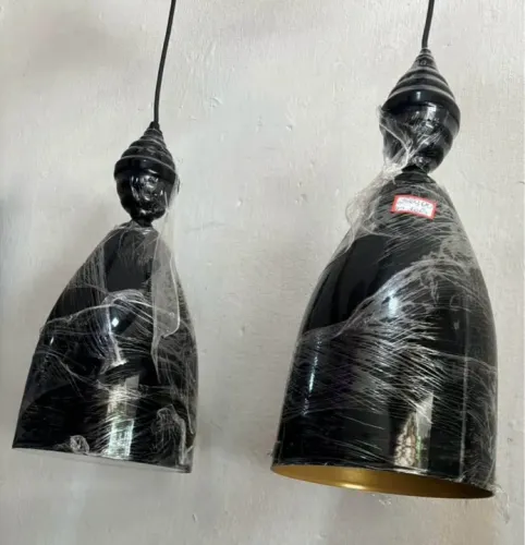 Lustre Moderno Preto - 2 Peças