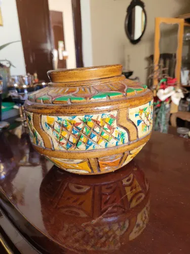 Vaso Decorativo de Artesão de Pernambuco Nordeste em Cerâmica