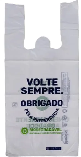 Sacola Plastica Branca 38x50cm Biodegradavel 1000 Unidades Volte Sempre
