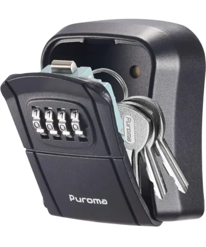 Mini Cofre P/ Chaves C/ Senha Puroma, À Prova D'água - Novo Preto