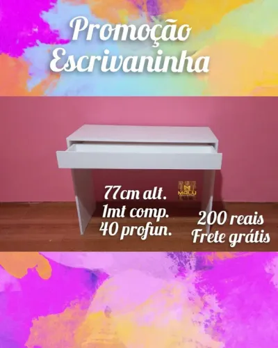Mesa de Escritório Branca - 1m - Frete Grátis