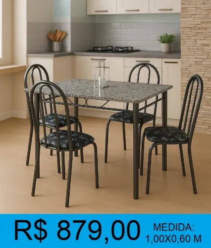 Mesa de granito com 4 cadeiras - compre hoje e receba amanhã