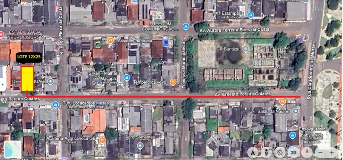 Terreno todo murado e plano. Na zona sul de Macapá 