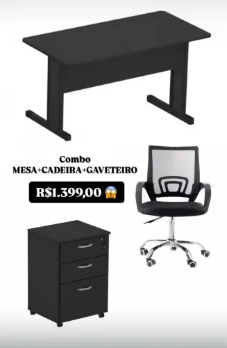 Escritório Completo Mesa, Cadeira e Gaveteiro - MÓVEIS PARA ESCRITÓRIO 