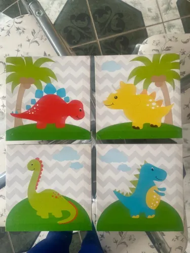 4 Quadros Decorativos Dinossauros