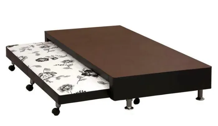 Cama box casal com cama auxiliar com colchão