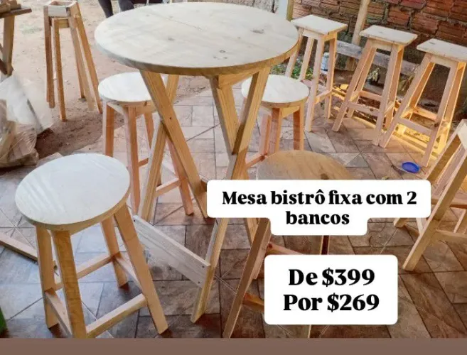 Conjunto bistrô fixo e dobrável