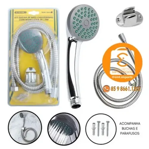 Kit Ducha de Mão Chuveirinho com Mangueira de 1,5m BOMVINK BOM-2104