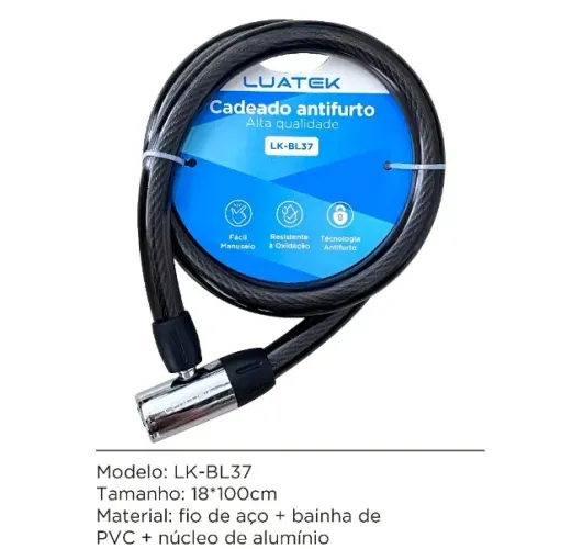 Cadeado Para Moto Bicicleta Bike Capacete Portão Porta Corrente Segurança Antifurto Trava 