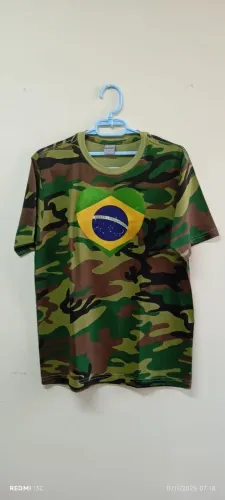 Camiseta Camuflada Algodão P - Tema Brasil - Nova
