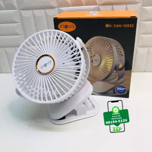 Mini Ventilador de Mesa com Presilha Abajur Led
