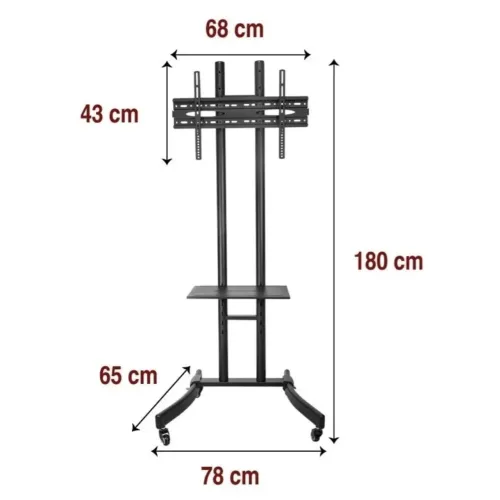 Suporte Pedestal para TV C/Carrinho e Prateleira Sumay St05 26/60 Cor Preto