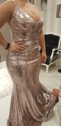 Vestido sereia paete rosa