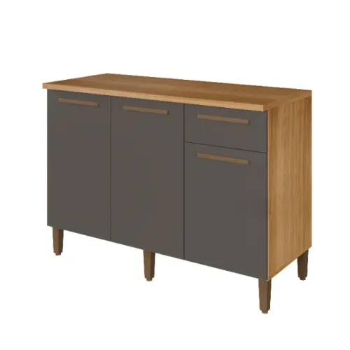 Balcão Imperial 1.20m Cinamomo/Grafite Frete Grátis - Até 12x S/ Juros