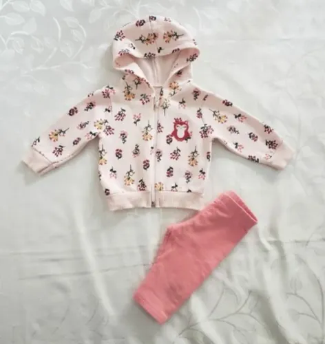 Conjunto Infantil Floral com Capuz e Calça