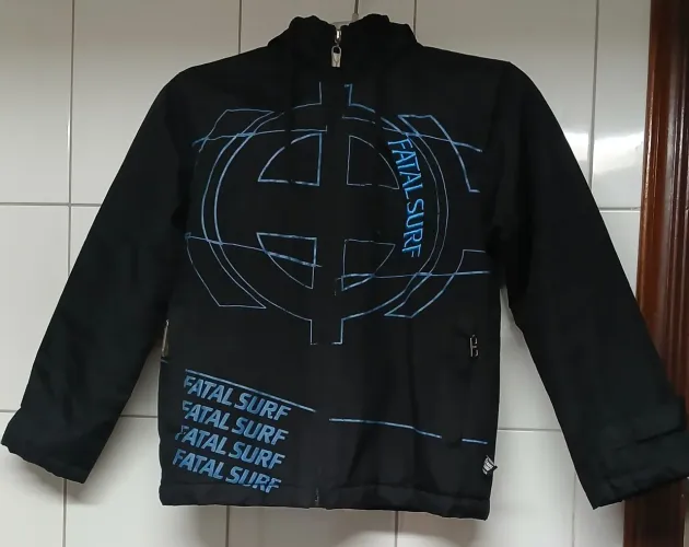 Jaqueta Blusa Infantil Fatal Surf Tamanho 8 Preto e Azul