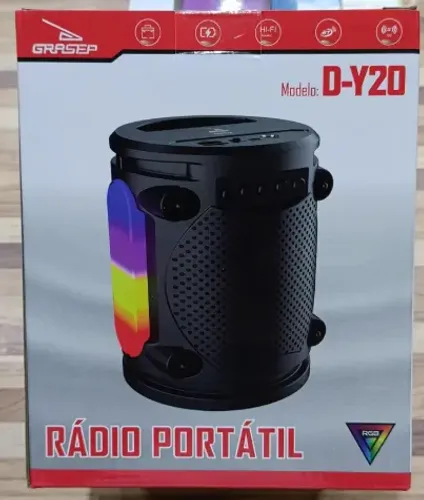 Radio Portatil 10W Usb/SD/FM com Led GRASEP - D-Y20