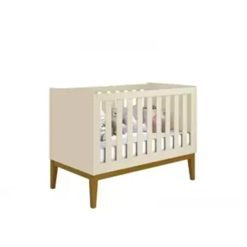 Berço Mini Cama Noah Classic Areia Fosco com Pés Square Mel 2 em 1