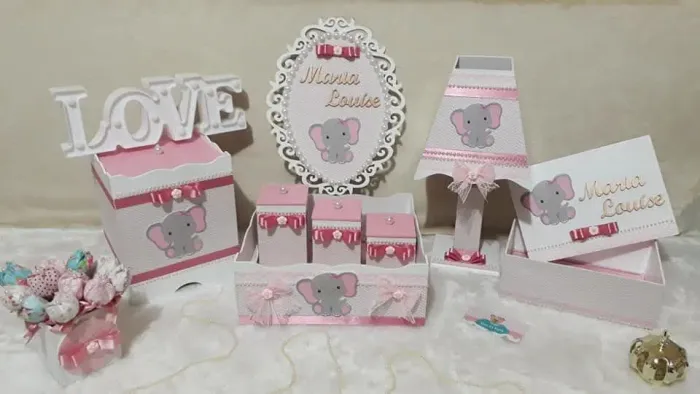 Kit Higiene Bebê Coleção "Elefantinha Baby" 8 peças