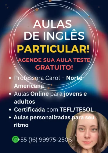 Aulas de Ingles particulares com professora NATIVA! online