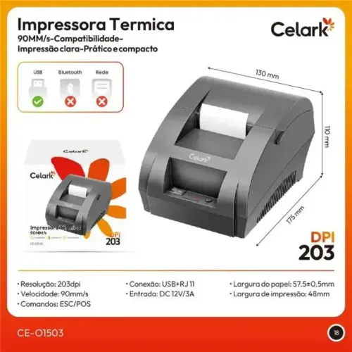Impressora Térmica Ticket Cupom Não Fiscal Pedidos Usb