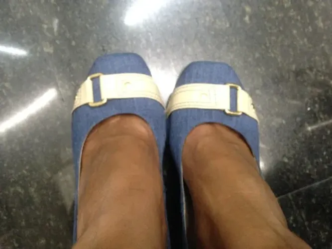 Sapato Donna Dorff - Número 37 - Jeans Com Detalhes Em Bege