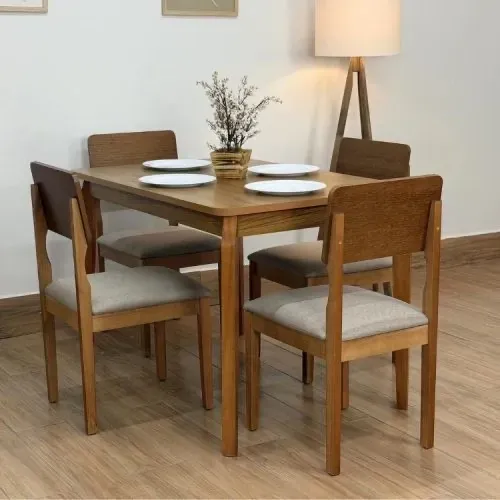 Mesa de Jantar Ana 1.20x0.80 C/4 Cadeiras de Madeira l1 S
