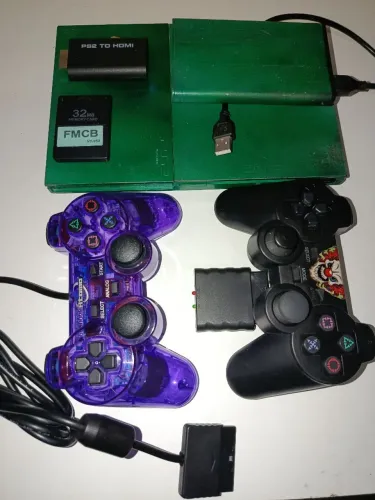 PS2 Slim Desbloqueado Completo + HD 80 Jogos + 2 Controles