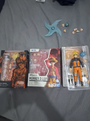 Trio anime sh figuarts one piece, naruto e dragon ball