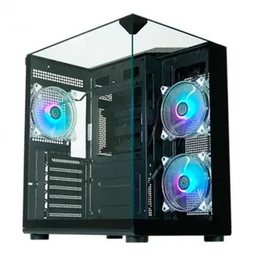 Gabinete Gamer K-Mex Marko Shark, CG-01P4, Lateral e Frontal em Vidro, Sem Fonte, Sem Fan,
