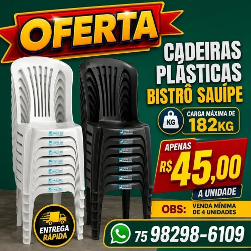 Cadeiras plásticas bistrô Sauípe - Oferta - Unidade: