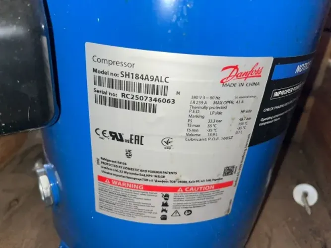 Compressor Danfoss SH184A9ALC 380 V Trifásico 60 Hz