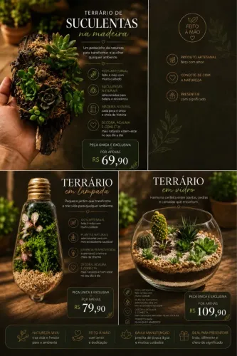 Terrários prontos e sob encomenda
